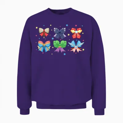 Marvel Avengers Team Coquette Style Cute Fashion Bows Unisex Sweatshirt - Purple