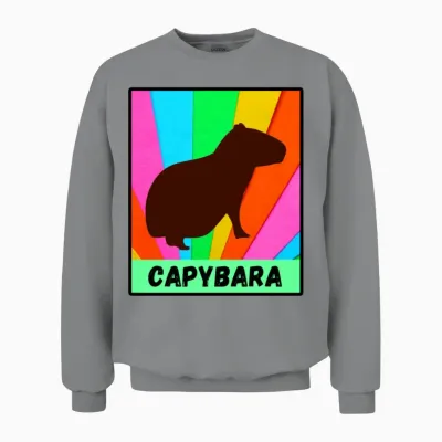 Retro Rodent Funny Capybara Unisex Sweatshirt - Sport Grey