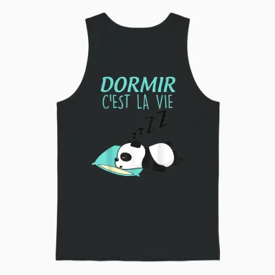 Dormir C'est La Vie Humour Panda for Men or Women T-Shirt, White, S Unisex Tank Top - Black