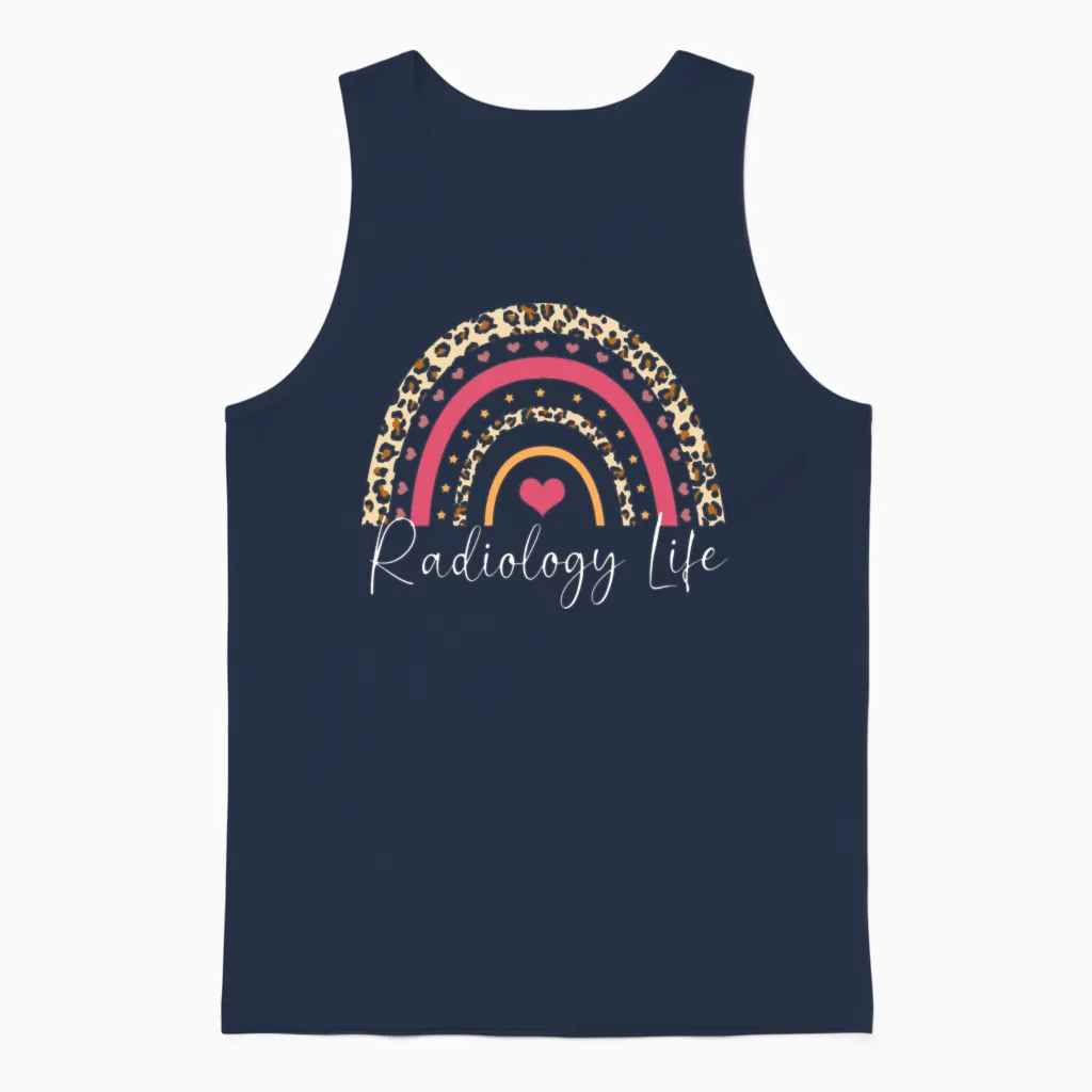 Rainbow Boho Nuclear Medicine Tech Radiology Life Unisex Tank Top in Navy