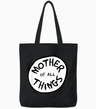 Dr. Seuss Mother of All Things Emblem Red Tote Bags - Black