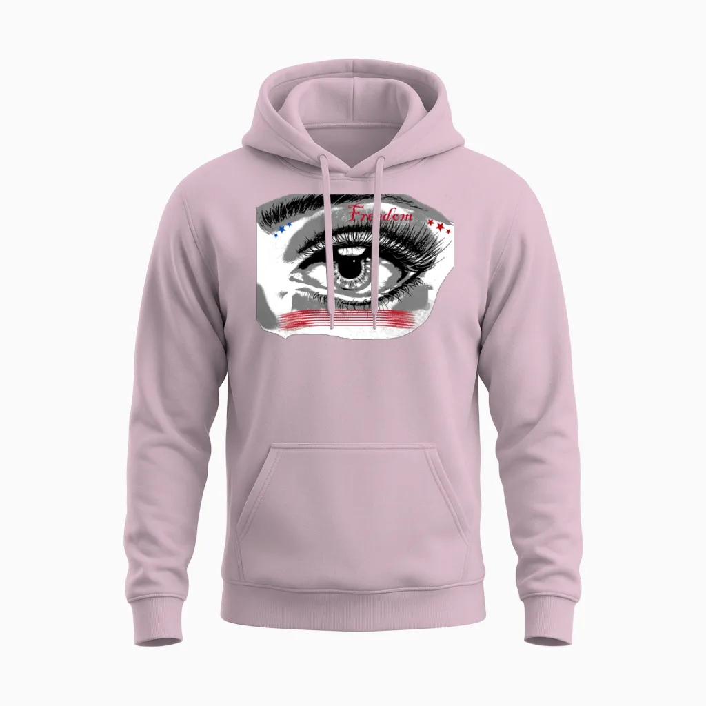 Eye with Tear Freedom Design Unisex Hoodie - Light Pink