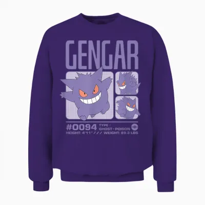 Pokémon - Gengar Pastel Stats Grid Unisex Sweatshirt - Purple