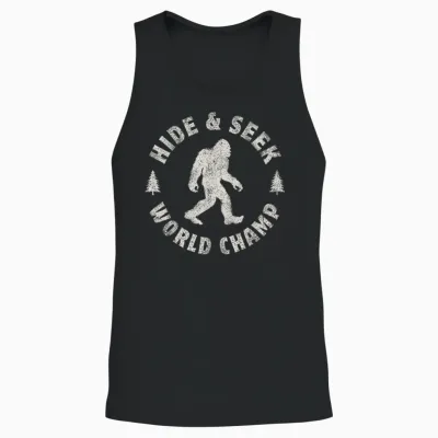 Bigfoot Hide and Seek World Champion Sasquatch Retro Vintage Unisex Tank Top - Black