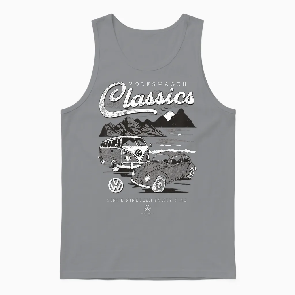 Kids Campervan Volkswagen Beetle & Type 2 T1 Classics Unisex Tank Top in Sport Grey