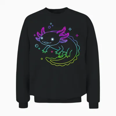 Cute Axolotl Art Modern Cool Graphic Boys Girls Axolotl Unisex Sweatshirt - Black