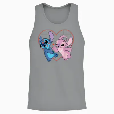 Disney Lilo and Stitch Angel Kisses Love T-Shirt, Black Unisex Tank Top - Sport Grey