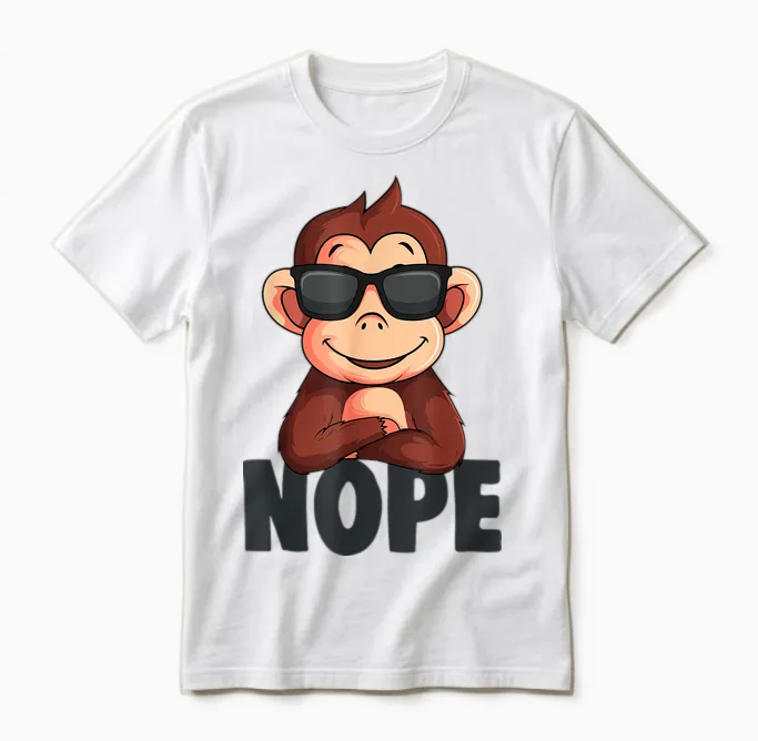 Affen Jungen Mädchen Kinder Unisex T-Shirt in White