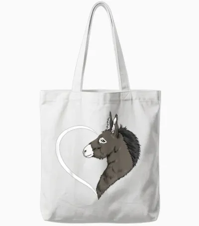 Esel-T-Shirts Für Damen, Mädchen, Kinder, Esel-T-Shirt, Herz Tote Bags - White