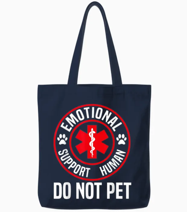 Emotional Support Human Do Not Pet Emotional Support Tote Bags in Navy