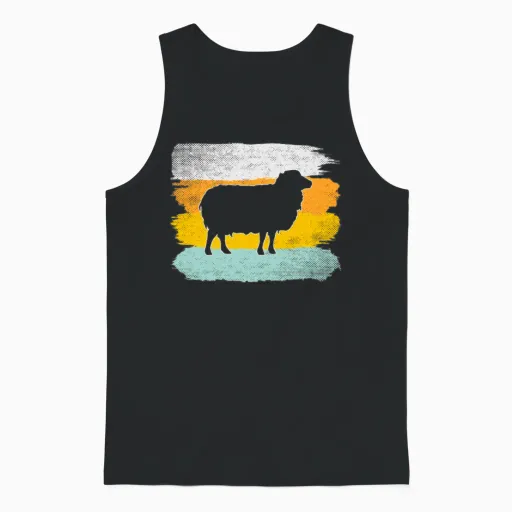 Sheep Retro Unisex Tank Top - Black