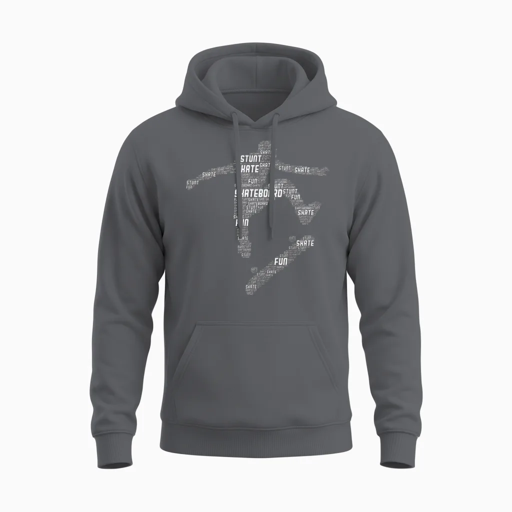 Skateboard Stunt Retro Skater Boys Children Men Unisex Hoodie in Charcoal