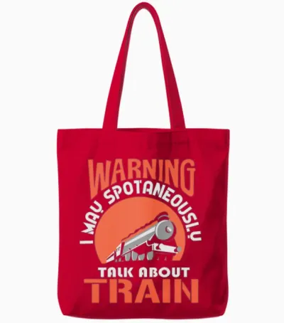 Train Railway Railroad Trains Puns Saying Tote Bags - Red