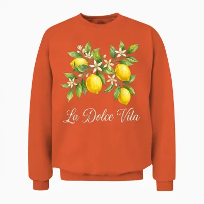 La Dolce Vita Lemon Italian Summer Limoncello Amalfi Coast Unisex Sweatshirt - Orange