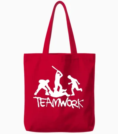 Teamwork Mens Funny Tote Bags - Red