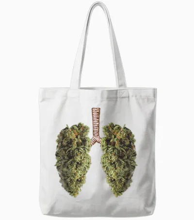 Lustiges Weed Lung Marihuana Bud T-Shirt – Thc Lung Tote Bags - White