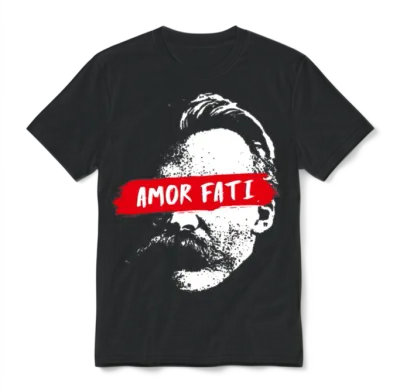 Friedrich Nietzsche with Eye Cover Amor Fati Unisex T-Shirt - Black