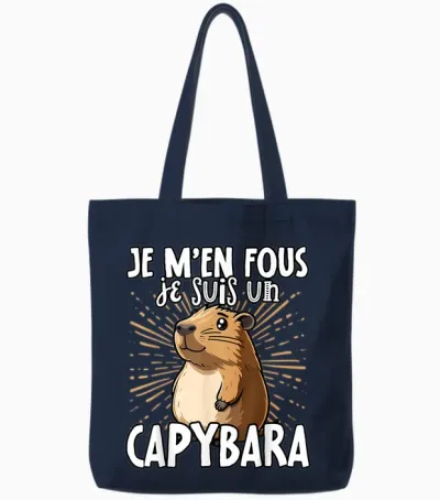 Je M'en Fous Je Suis Un Capybara - Sweet Capybara T-Shirt, Black, S Tote Bags - Navy