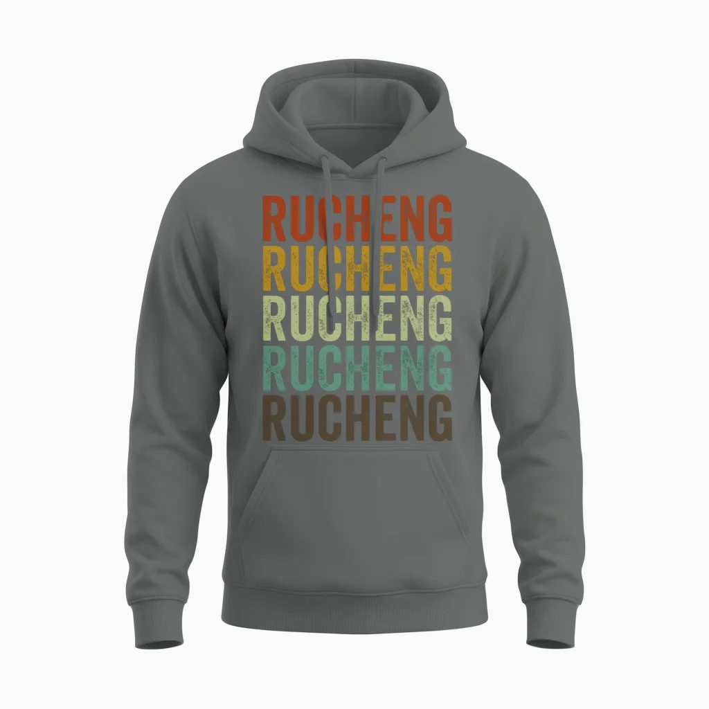 Rucheng China Retro Vintage Unisex Hoodie in Graphite Heather