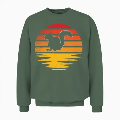 Squirrel Retro Unisex Sweatshirt - Military Green