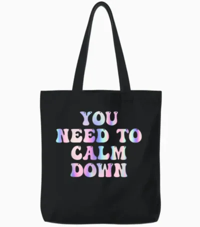 Lustiges Retro-Zitat "you Need to Calm Down", Cooles Groovy Tote Bags - Black