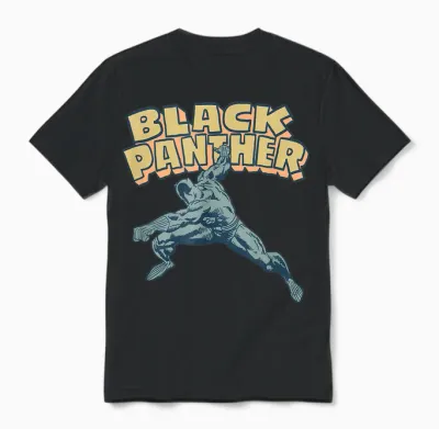 Amazon Essentials Men's Marvel Black Panther Comic Pose T-Shirt, Black, Small Unisex T-Shirt - Black
