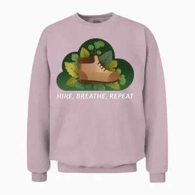 Hike, Breathe, Repeat Hiking Unisex Sweatshirt - Light Pink