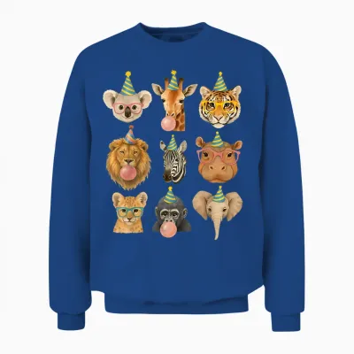 Cute Party Animals Birthday Wildlife Zoo Birthday Boys Unisex Sweatshirt - Royal