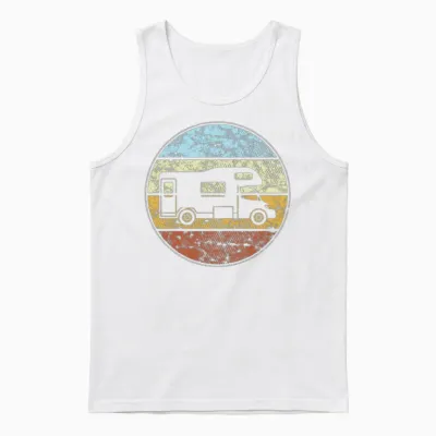 Camping Retro Unisex Tank Top - White