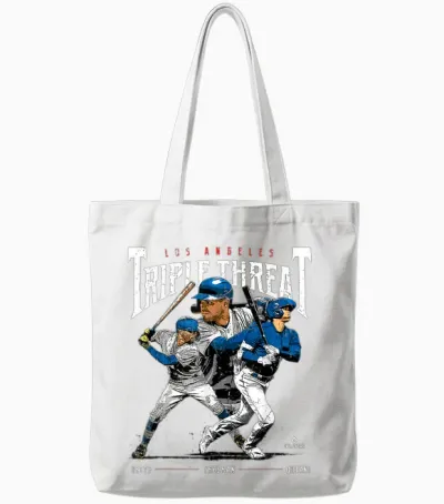 Triple Threat Ohtani, Betts, Freeman Los Angeles Mlbpa Tote Bags - White