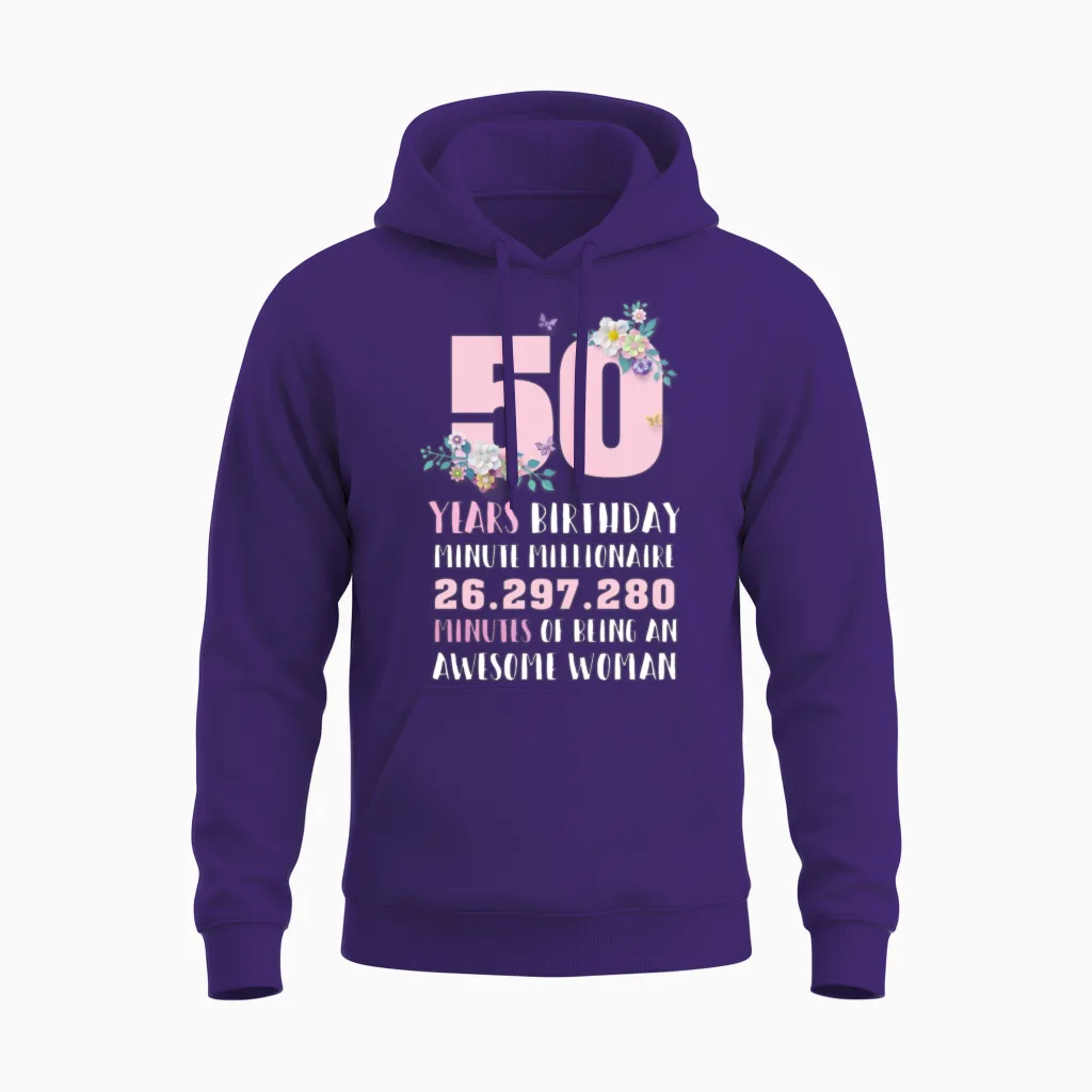 50th Birthday Gift Vintage Women Unisex Hoodie in Purple