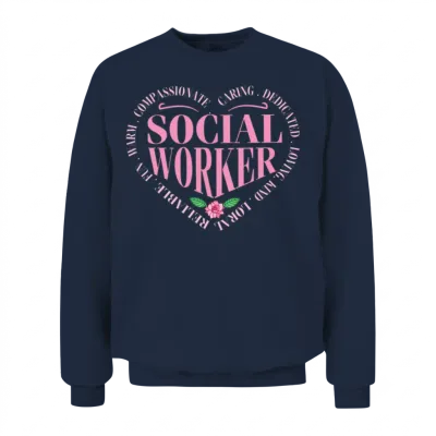 Social Worker Heart Graphic Unisex Sweatshirt - Navy