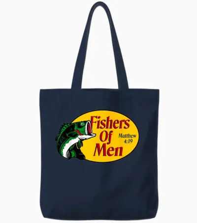 Fishers of Men Matthew 4-19 Bible Christian Fishing Lovers Tote Bags - Navy