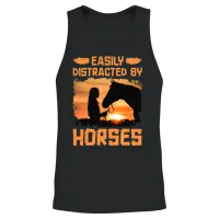 Easily Distracted by Horses — Horse Lovers Unisex Tank Top - Black – 2