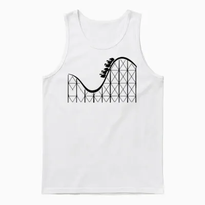 Roller Coaster Cars on the Tracks at a Adventure Unisex Tank Top - White