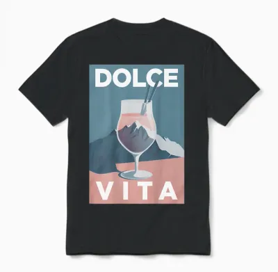 Dolce Vita X Painting Italia. Berge Wandern Spritz Backprint Unisex T-Shirt - Black