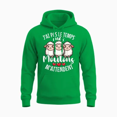 I Have No Time My Sheep Expect Me Breeder T-Shirt, Black, S Unisex Hoodie - Irish Green