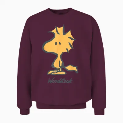 Peanuts - Woodstock Oversized T-Shirt, Black, S Unisex Sweatshirt - Maroon