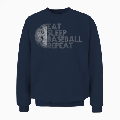 Eat Sleep Baseball Repeat Baseball Player Funny Baseball Unisex Sweatshirt - Navy