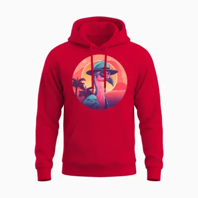 Style Flamingo Lovers Retro Unisex Hoodie - Red