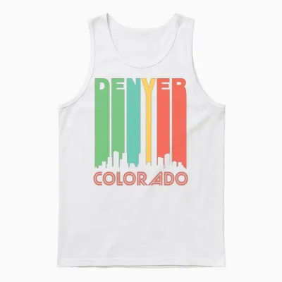 Retro Denver Skyline Unisex Tank Top - White