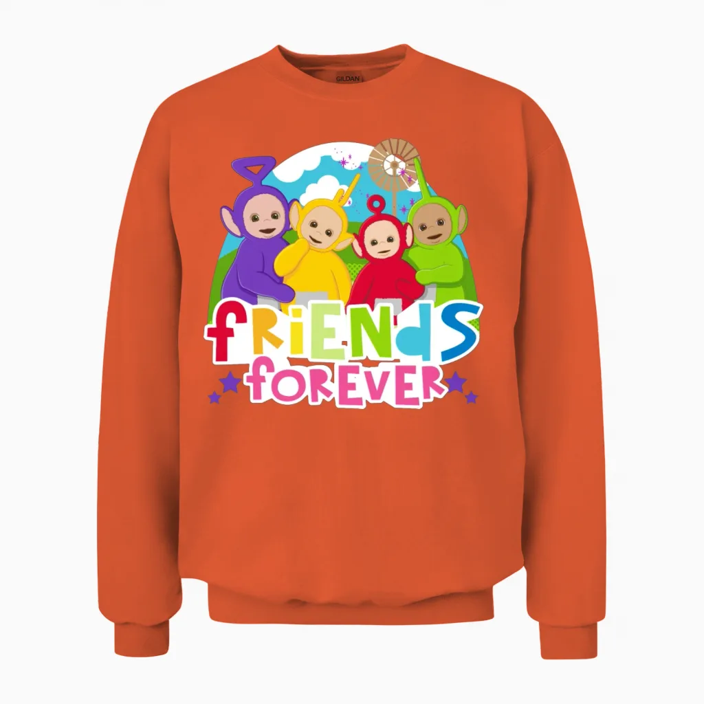 Teletubbies Friends Forever Cute Friendship Design Unisex Sweatshirt in Orange