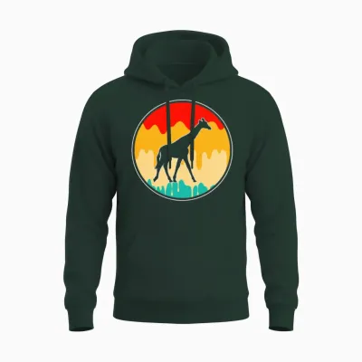 Giraffe Retro Unisex Hoodie - Forest