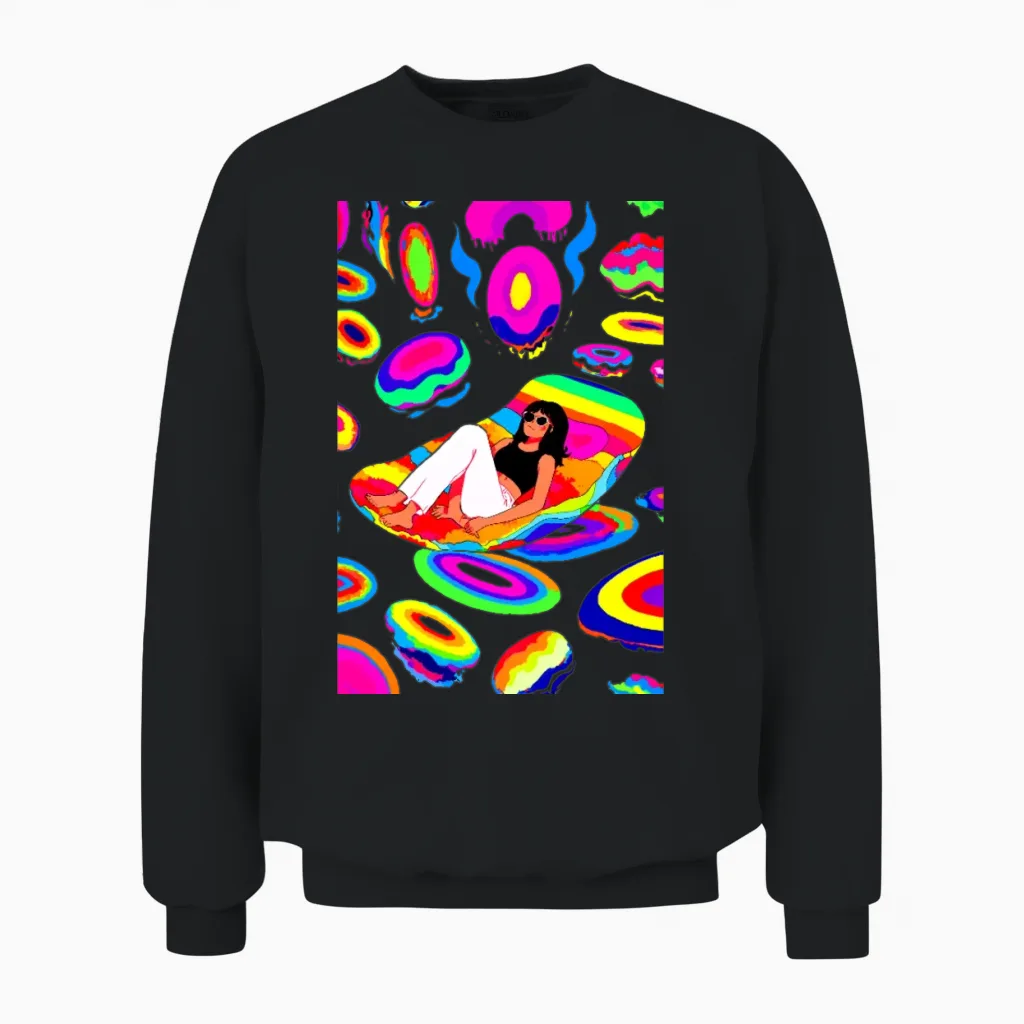 Just Chill Retro V3 Unisex Sweatshirt in Black
