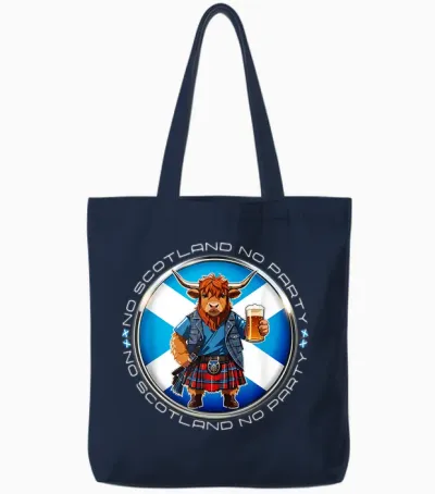 No Scotland No Party Scottish Pride Scotland Highland Cow Tote Bags - Navy