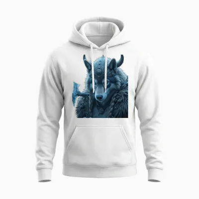 Viking Wolf King Young Scooter , Weather Unisex Hoodie - White