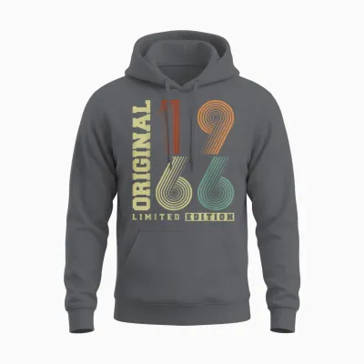 Vintage 1966 Birthday 60 Years Gift for Men Women Unisex Hoodie - Charcoal