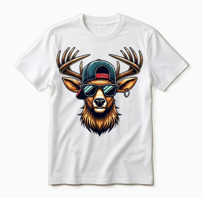 Kinder Trachtenshirt Herren Trachten T-Shirt Hirsch Jungen Unisex T-Shirt in White