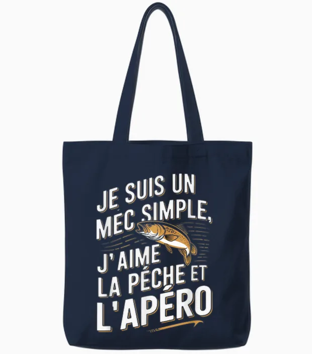 Je Suis Un Guy Simple Peach Apéro Humorous T-Shirt, Black, S Tote Bags in Navy