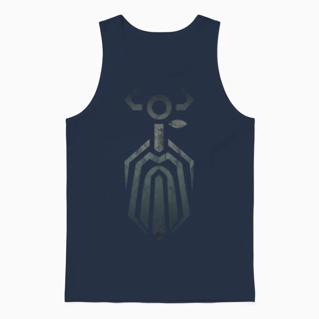 Odin God Asgard Nordic Viking Pagan Druid Eye Face Unisex Tank Top in Navy